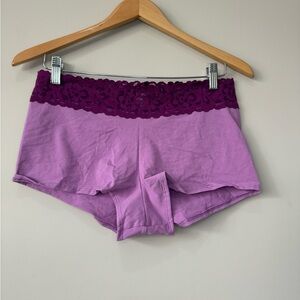 Adore Me NWT Lavender Boyshorts with Plum Lace Panties Size XL